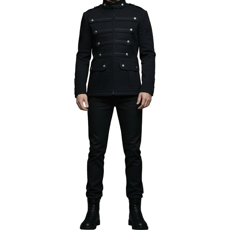Gothic Military Band Black Jacket For Men Vintage Goth Coat Jacket Steampunk