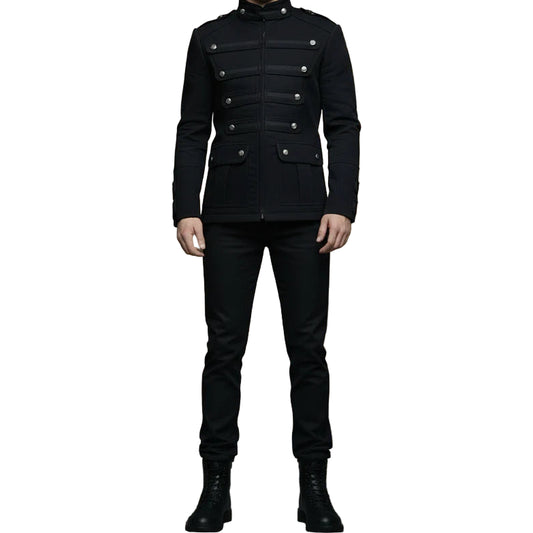 Gothic Military Band Black Jacket For Men Vintage Goth Coat Jacket Steampunk