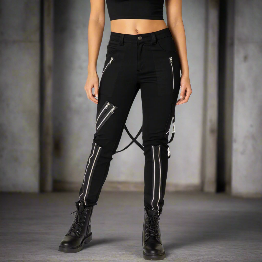 Men Gothic Bondage Pant Rock Hard Trouser Heavy Weight Pant Emo/Pants