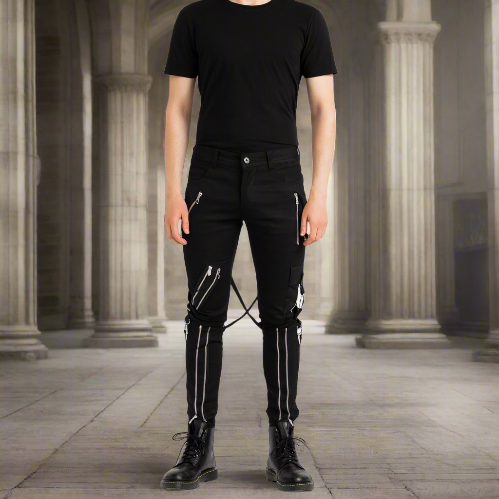 Men Gothic Bondage Pant Rock Hard Trouser Heavy Weight Pant Emo/Pants