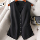 Women's V-Neck Suit Vest 4 Button Formal Office Work Business Sleeveless Vests For Women Waistcoat
