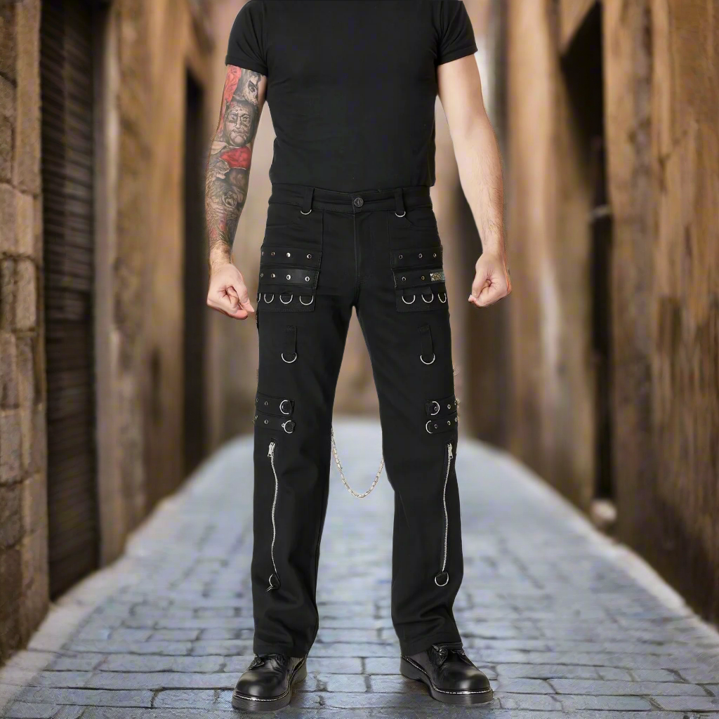Men's Gothic Bondage Pant Rock Hard Trouser Heavy Weight Pant