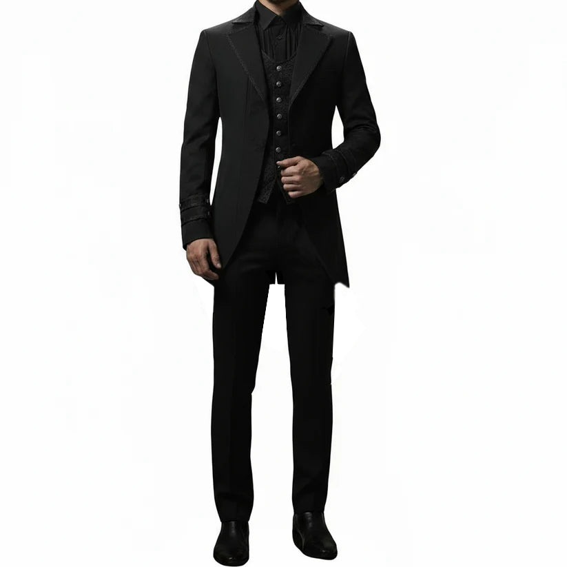 Men's Morning Gothic Jacket Tailcoat Black Cotton Steampunk Victorian