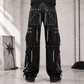 Prime Quality Gothic Men's Black Bondage Gothic Cyber Pant Chain Techno Rock Punk Shorts Trouser Pants USA