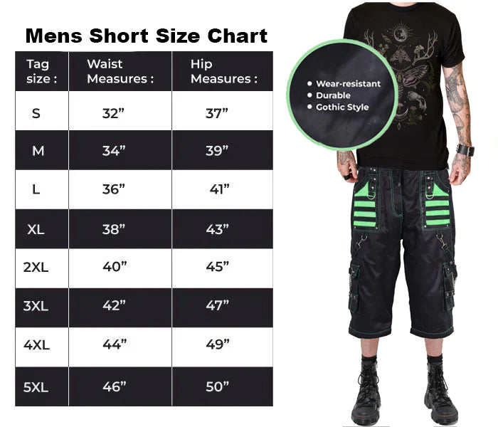 Extreme Bondage Skater Gothic Punk Rocker Cyber Goth Steampunk Biker Shorts