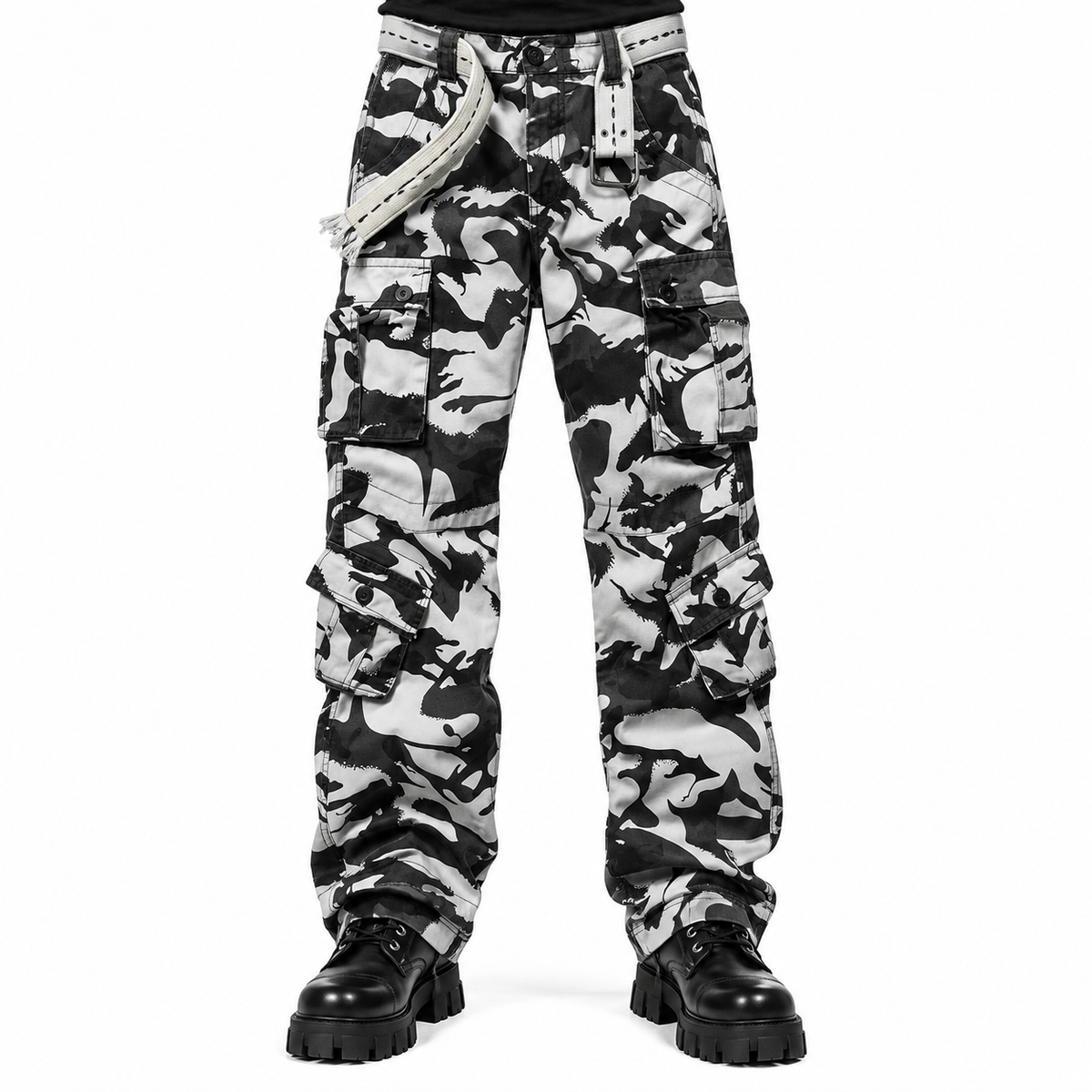 Men's Cotton Casual Military Army Camo Combat Work Cargo Pants with 8 Pockets