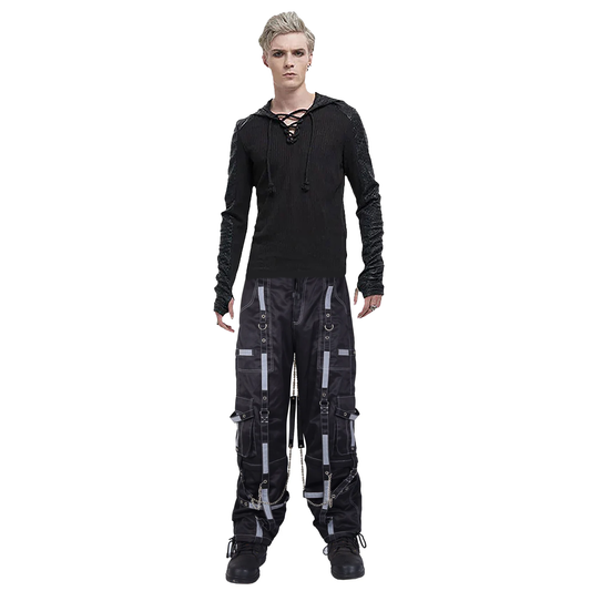 Gothic Bondage Reflective Men Pant Alternative Punk Rock Emo Trouser Pant Shorts