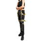 Men's Handmade Electro Bondage Rave Gothic Cyber Chain Gothic Jeans Punk Rock Black/Yellow Pant's