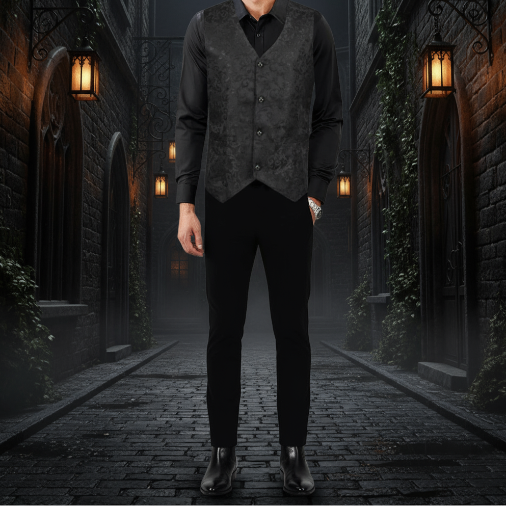 Men's Tailored Formal Waistcoat Gothic steampunk Brocade Victorian