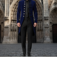 Men's Velvet Renaissance Blue Velvet Handmade Frock Coat Gothic Victorian Jacket Steampunk