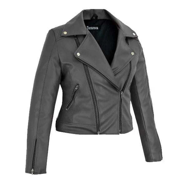 Women's Black Slim Fit Biker Style Moto Faux Leather Jacket