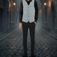 Men Herringbone Wool Blend Tweed Vest Premium Grey Waistcoat Suit Vest V Neck Slim Fit Waistcoat/USA