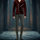Gothic Motor Bike RED Velvet Motorcycle Jacket Punk Fetish EMO Biker Jacket