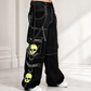 Gothic Bondage Black Lime Big Skull Men Pant Alternative Punk Rock Jeans Emo Trouser Pant Shorts USA