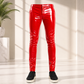 GOTHIC MEN RED BONE FIT PVC VINYL GLOSS FETISH ROCKER SKINNY JEANS PANTS