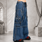 Extreme Bondage Light Blue Denim Pants Skater Gothic Punk Rocker Cyber Biker Black Dagger Trouser Pant Shorts With Handcuffs Hardware