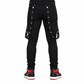 Men's Denim Red Zipper Stinger Jeans with Grommet Suspenders