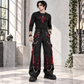 EXTREME BONDAGE GOTHIC PUNK ROCKER CYBER GOTH RED & BLACK STEAMPUNK BIKER PANTS