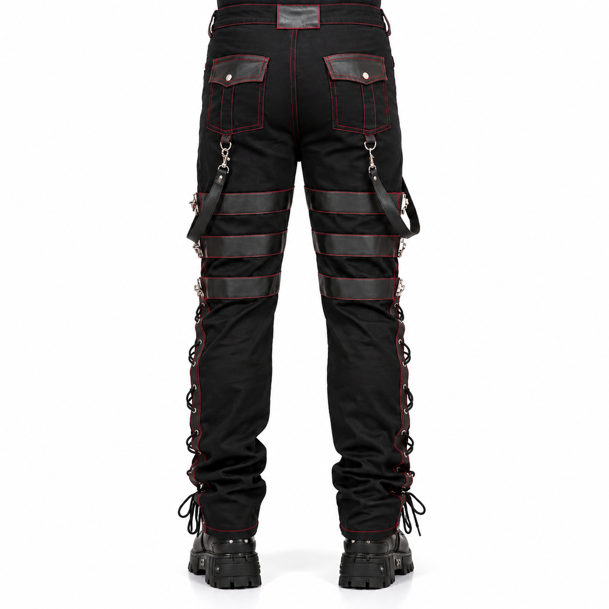 Gothic Men's Steampunk Pants Black Gothic Vintage Cotton Gens Trouser Pant