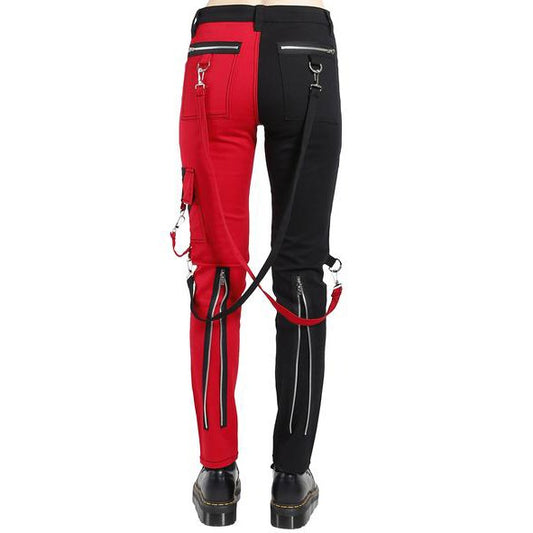 Women's Handmade Chains Split Leg Rhinestones Gothic Punk Emo Tripp Pants Straps Pants