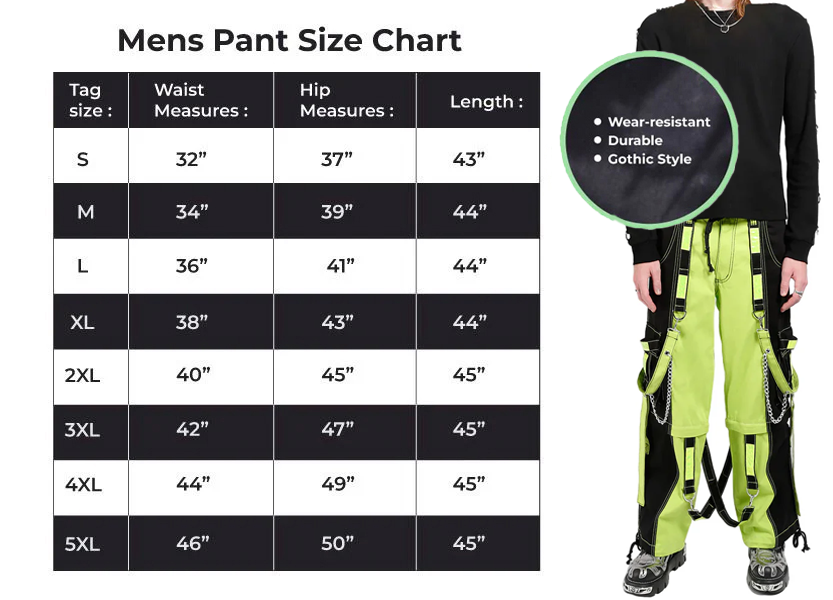 Prime Quality Men Extreme Bondage Limelight Lime Green Skater Gothic Punk Rocker Cyber Goth Steampunk Biker Pant