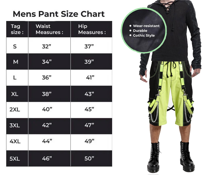 Prime Quality Men Extreme Bondage Limelight Lime Green Skater Gothic Punk Rocker Cyber Goth Steampunk Biker Shorts