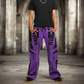 Gothic Bondage Handmade Men Pant Alternative Punk Rock Transformer Trouser Purple Baggy