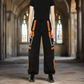 Men Extreme Bondage Skater Black/Orange Gothic Punk Rocker Cyber Goth Steam punk Biker Pant