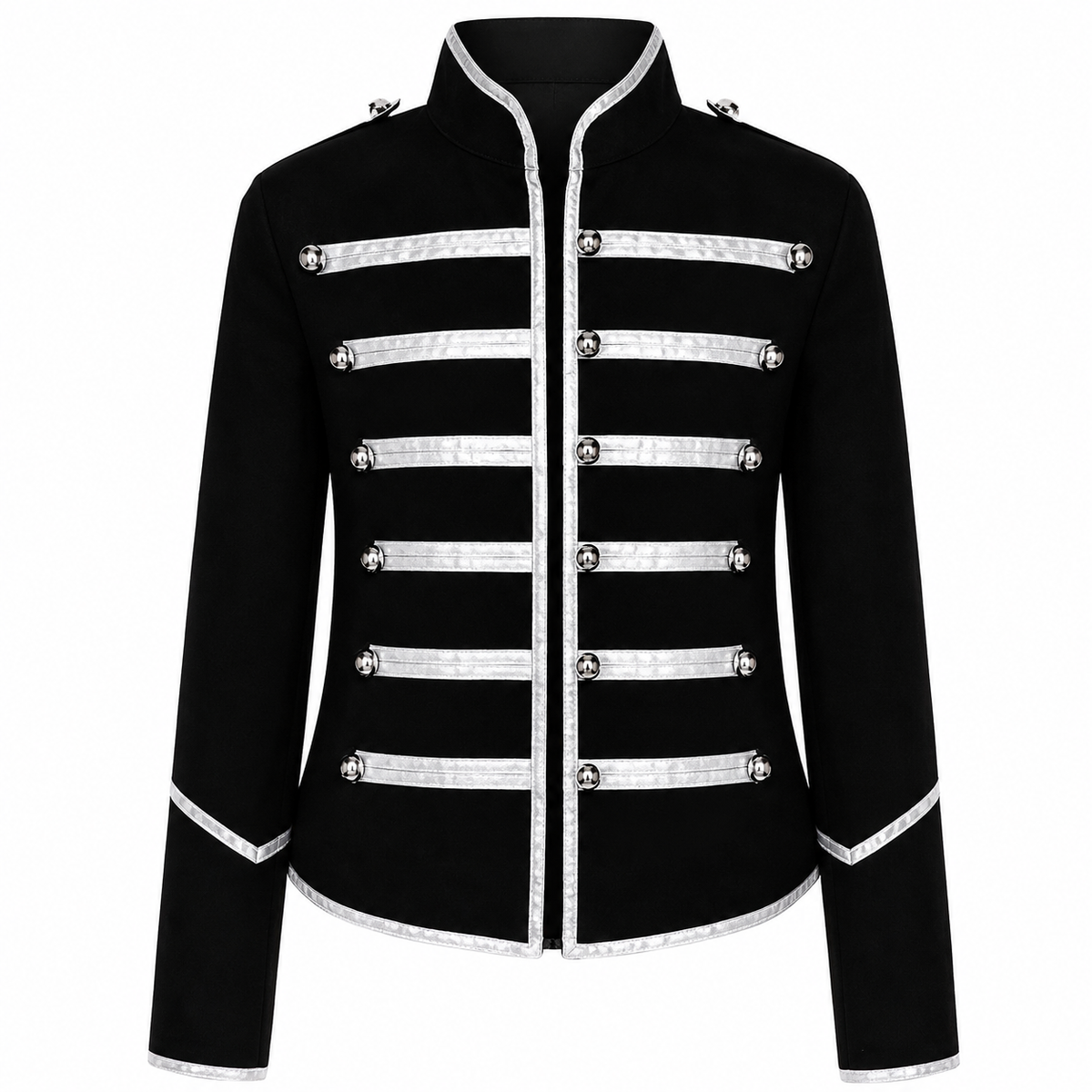 Prime Quality Handmade Women's Black Silver Parade Ladies Jacket Steampunk Military Punk Rock Gothic
