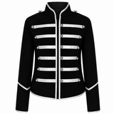 Prime Quality Handmade Women's Black Silver Parade Ladies Jacket Steampunk Military Punk Rock Gothic