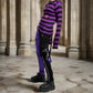 Gothic Bondage Men Pant Alternative Punk Rock Split Leg Purple Black Emo Trouser Pant USA