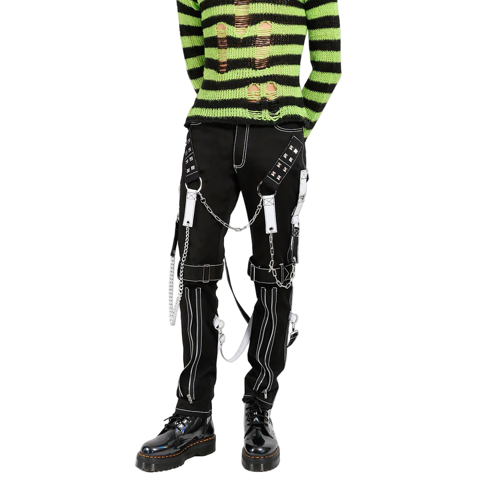 Men's Gothic Bondage Black Pant Rock Hard Trouser Heavy Weight Emo/Pants