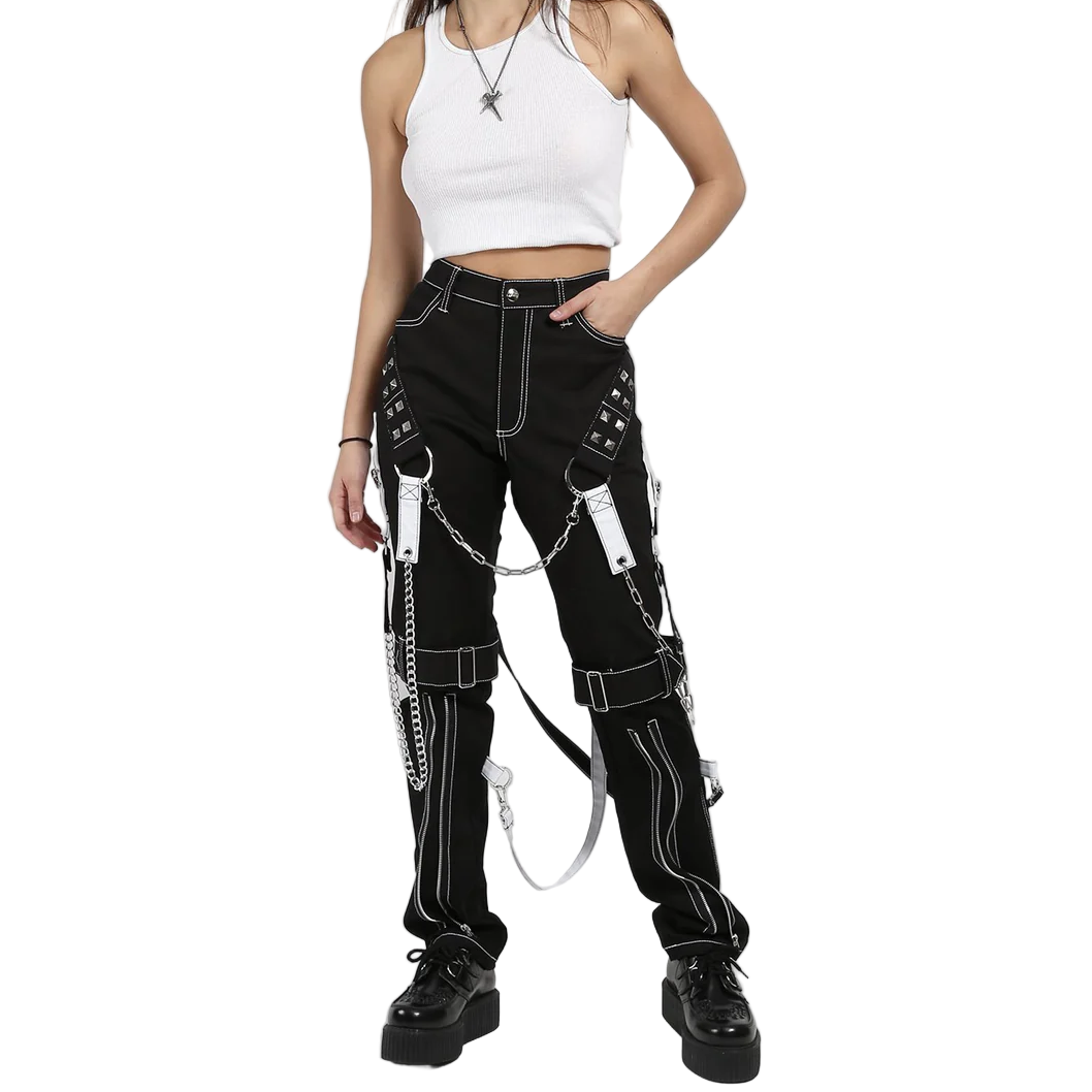 Men's Gothic Bondage Black Pant Rock Hard Trouser Heavy Weight Emo/Pants