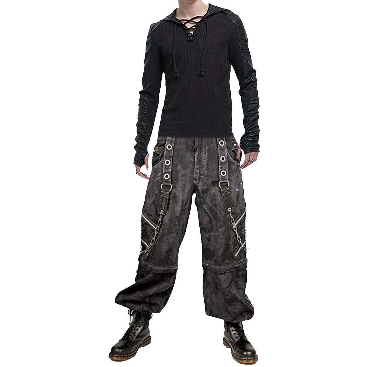 Prime Quality Bondage Gothic Wax Cotton Men's Cyber Rave Techno Jeans Punk Shorts Biker Pants USA