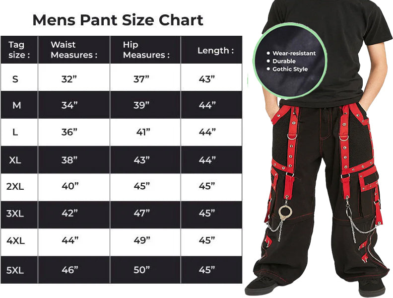 Gothic Men's Handmade Bondage Gothic Cyber Pant Chain Techno Rock Punk Shorts Trouser Pants/USA