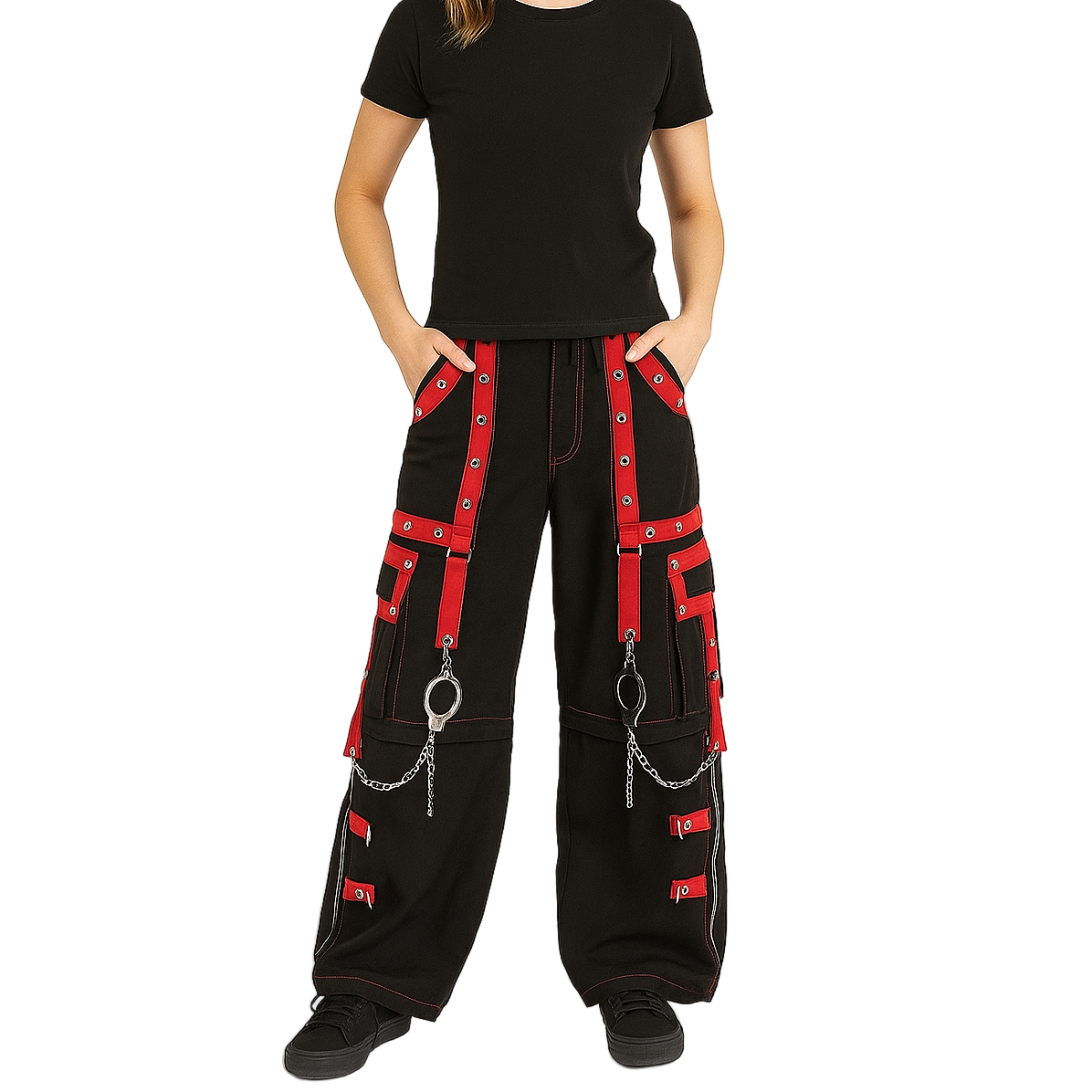 Gothic Men's Handmade Bondage Gothic Cyber Pant Chain Techno Rock Punk Shorts Trouser Pants/USA