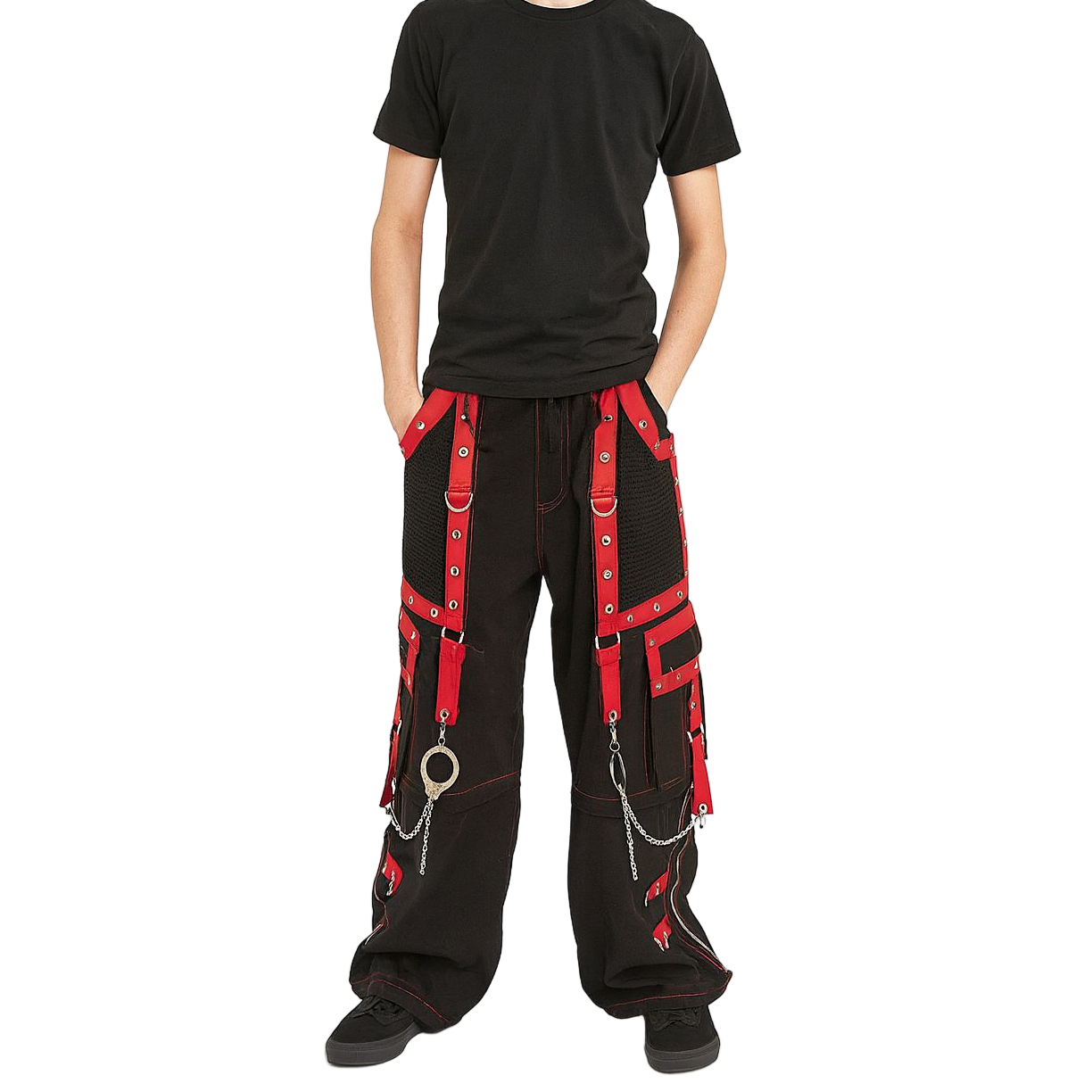 Gothic Men's Handmade Bondage Gothic Cyber Pant Chain Techno Rock Punk Shorts Trouser Pants/USA