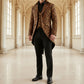 Handmade Men Tail Coat Jacket Gold Brocade Goth Steampunk Victorian Tailcoat