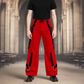 Gothic Men's Gothic Handmade Red Trouser Red Threads Black Straps Punk Rock Metal Chain Cyber/USA