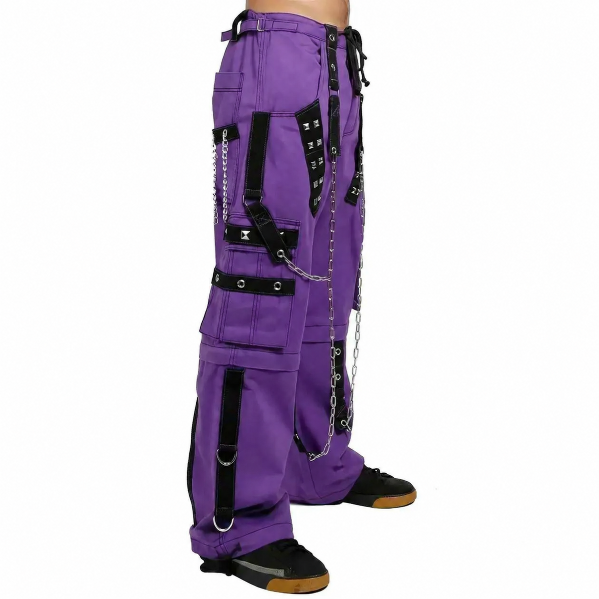 Gothic Bondage Handmade Men Pant Alternative Punk Rock Transformer Trouser Purple Baggy