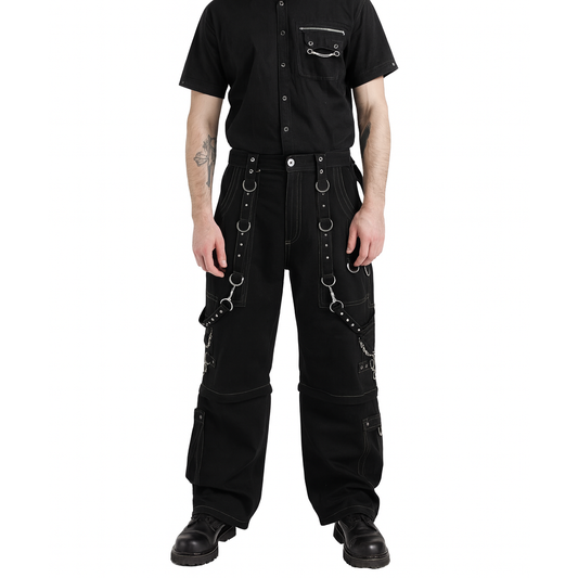 Men Handmade Gothic Bondage Trouser Grey Thread Cyber Pant Punk Shorts Metal Studs Pants/Gothic Pant