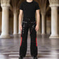 Prime Quality Gothic Men's Punk Goth Emo Bondage Star Black Red Pants