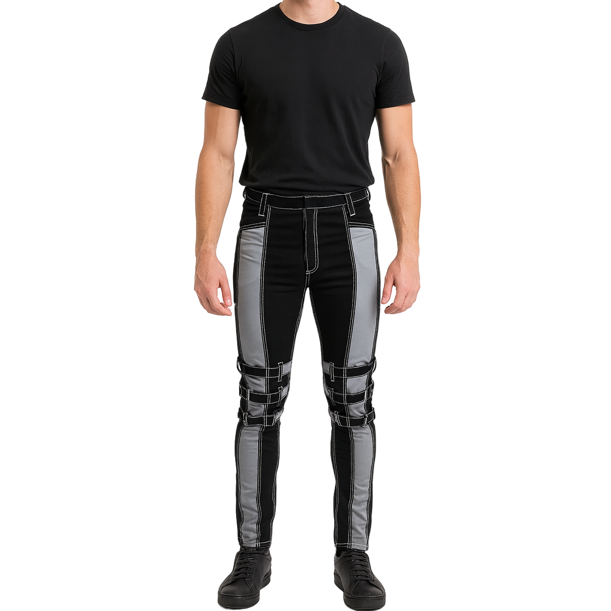 Prime Quality Gothic Bondage Reflective Men Pant Alternative Punk Rock Emo Trouser Pant Emo