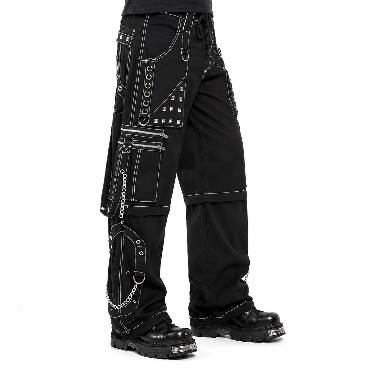 Prime Quality Gothic Men's Black Bondage Gothic Cyber Pant Chain Techno Rock Punk Shorts Trouser Pants USA