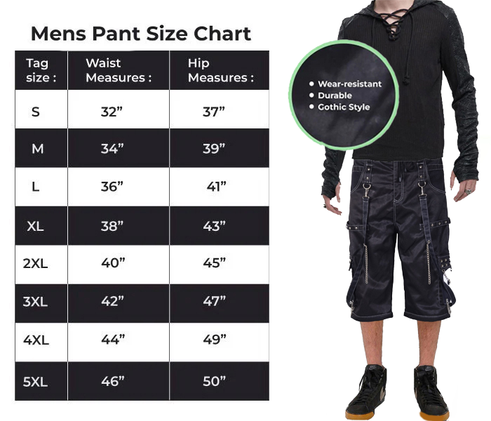 Gothic Bondage Black Big Skull Men's Alternative Punk Rock Emo Shorts/USA