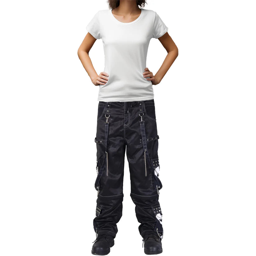 Women's Gothic Bondage Black Big Skull Alternative Punk Rock Emo  Trouser Pants