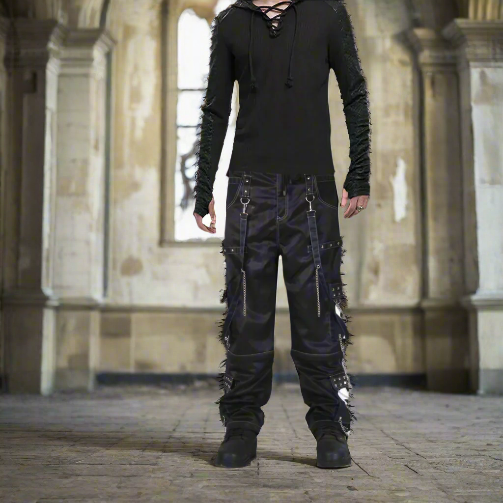 Gothic Bondage Black Big Skull Men Pant Alternative Punk Rock Emo Trouser Pant Shorts/Usa