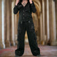 Prime Quality Gothic Men Handmade Bondage 4 Pocket Trouser Punk Rock Black with Blue Stitch Pant USA