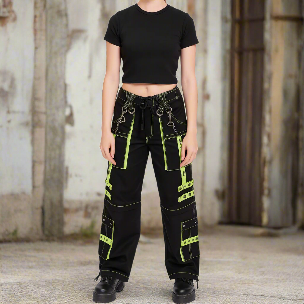 Gothic Men's Handmade Bondage 4 Pocket Trouser Punk Rock Black Yellow Gothic Yellow Stitch USA