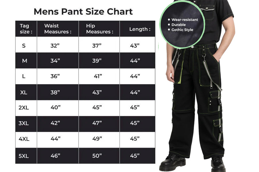 Men's Gothic handmade Bondage Reflective Men Pant 6 pockets Punk Rock Trouser Pant Shorts